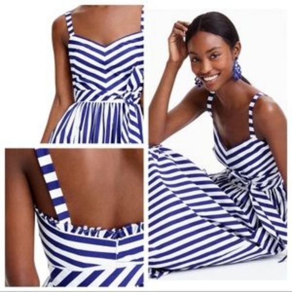 j crew striped ruffle maxi dress